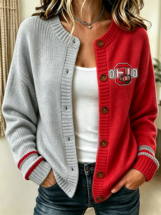 Women'S Casual Football Plant Knitted Cardigan Top