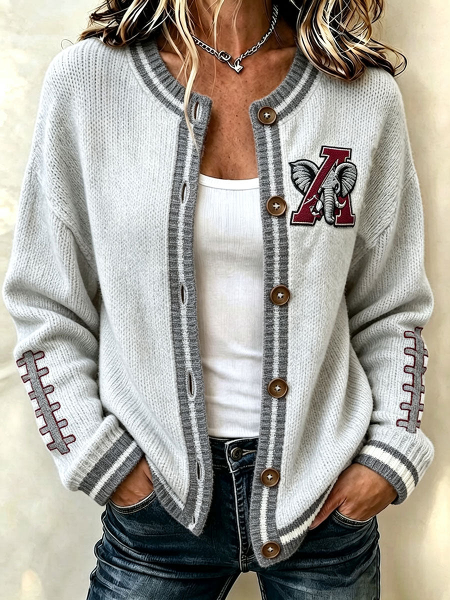 Women's Football Fans Printed Knitted Cardigan Top