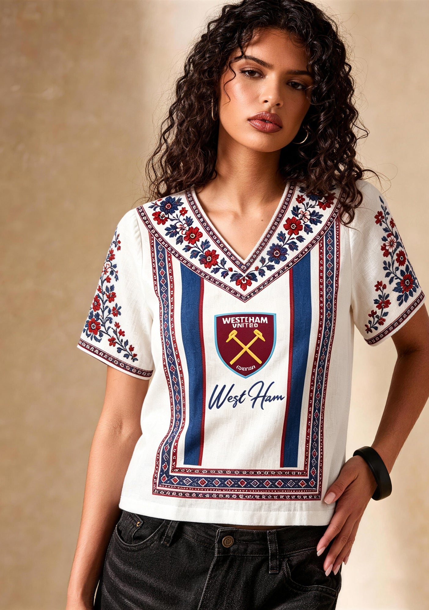 Boho Floral Featuring West Ham United V-Neck Blouse Main image