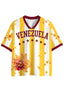 Yellow White Striped Venezuela Floral Graphic Mesh Jersey Shirts