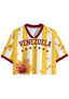 Yellow White Striped Venezuela Floral Graphic Cropped Jersey Shirt