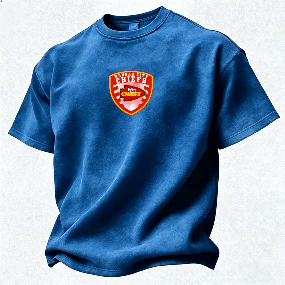 Kansas City Chiefs Printed Unisex 100% Pure Cotton Washed T-Shirt