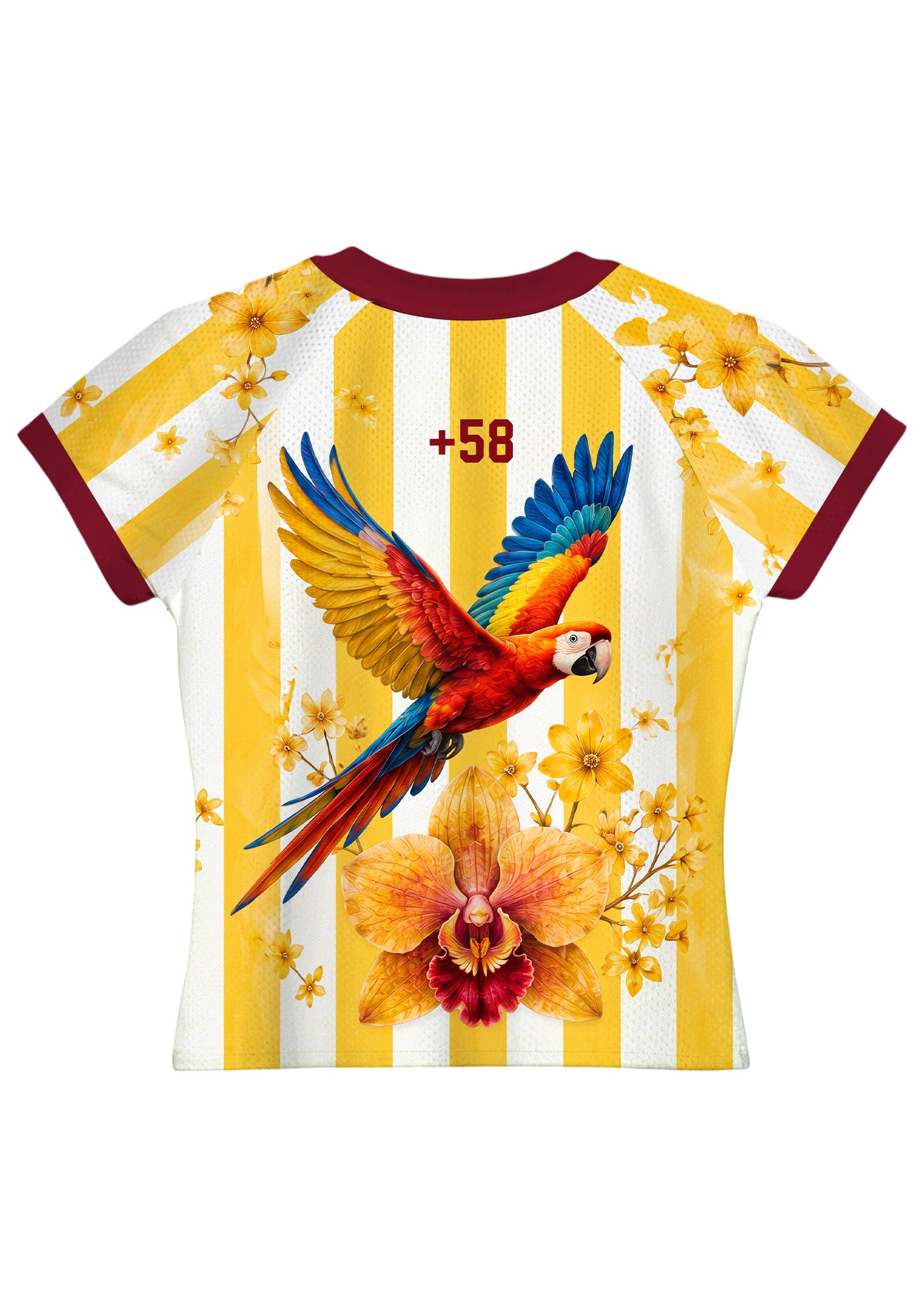 Yellow White Striped Venezuela Floral Baby Tee Secondary image