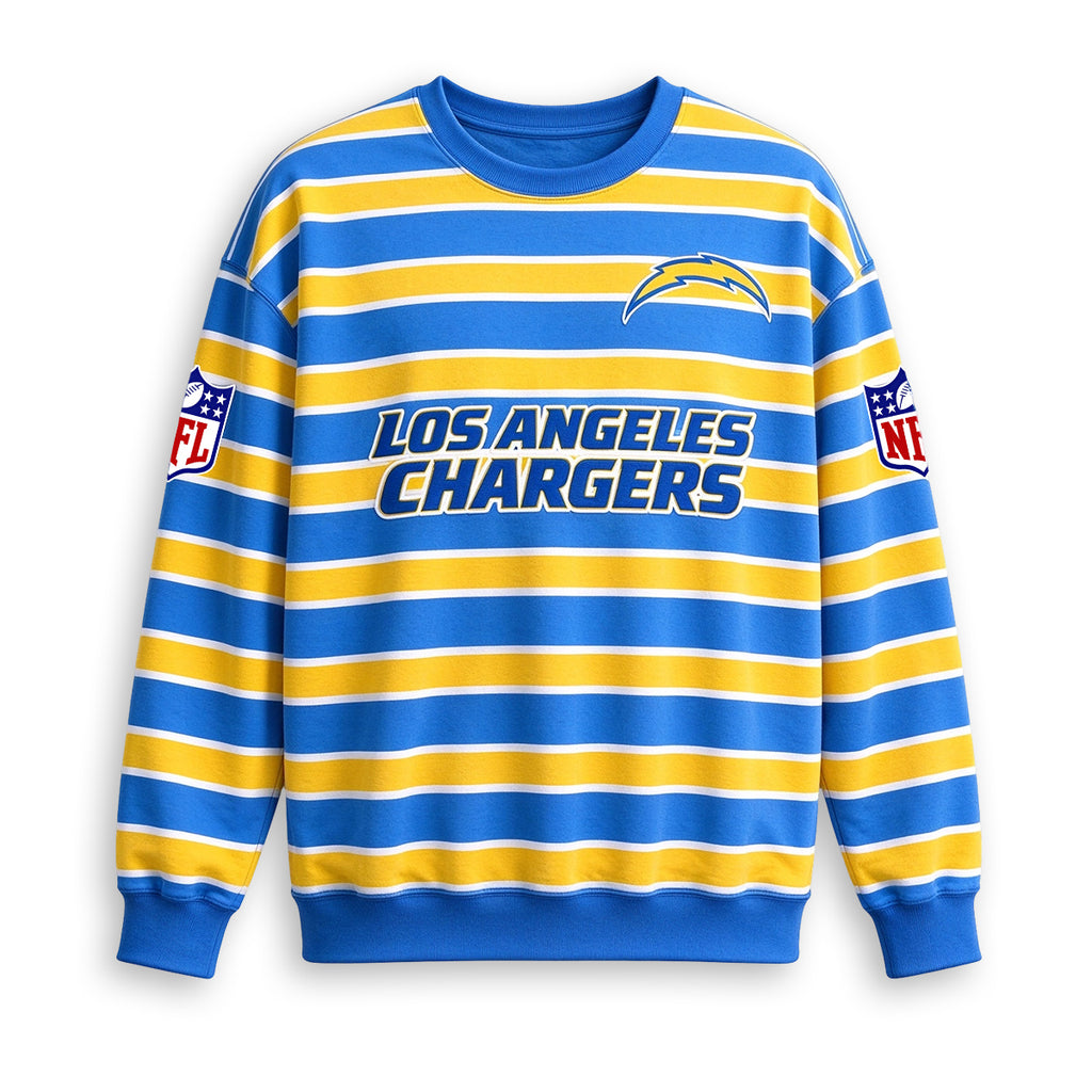 Men's Los Angeles Chargers Striped NFL Crew Neck Sweatshirt