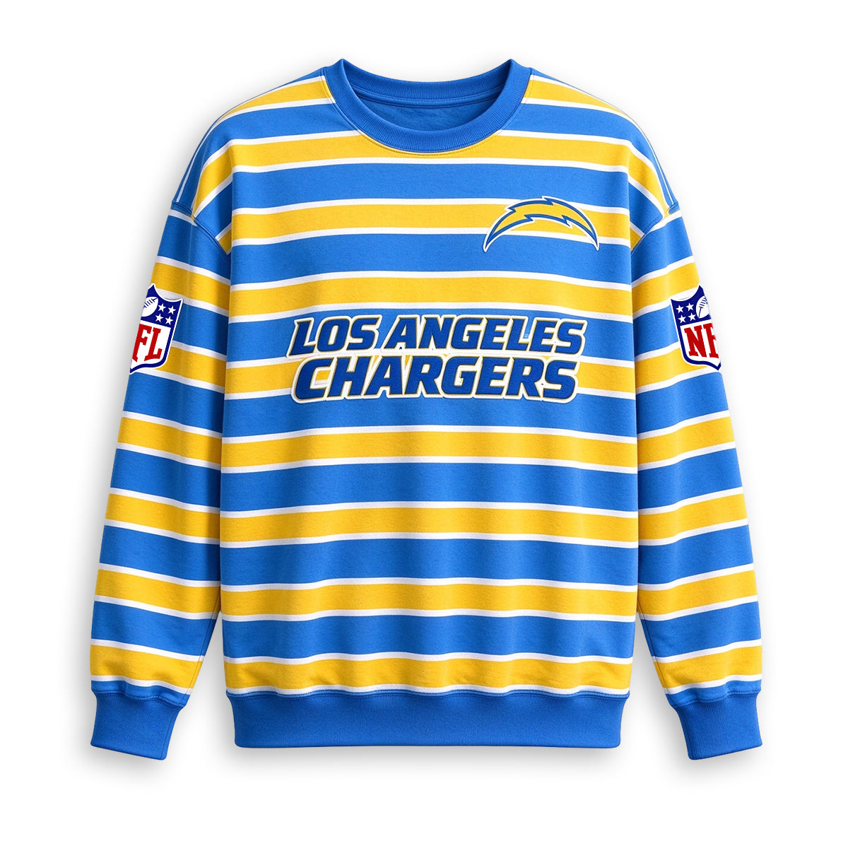 Men's Los Angeles Chargers Striped NFL Crew Neck Sweatshirt