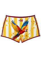 Yellow White Striped Venezuela Floral Graphic Booty Shorts