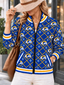 Women's Los Angeles Rams Argyle Print Zip Up Varsity Jacket