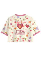 Medellin Floral Hummingbird Graphic Cropped Jersey Shirt