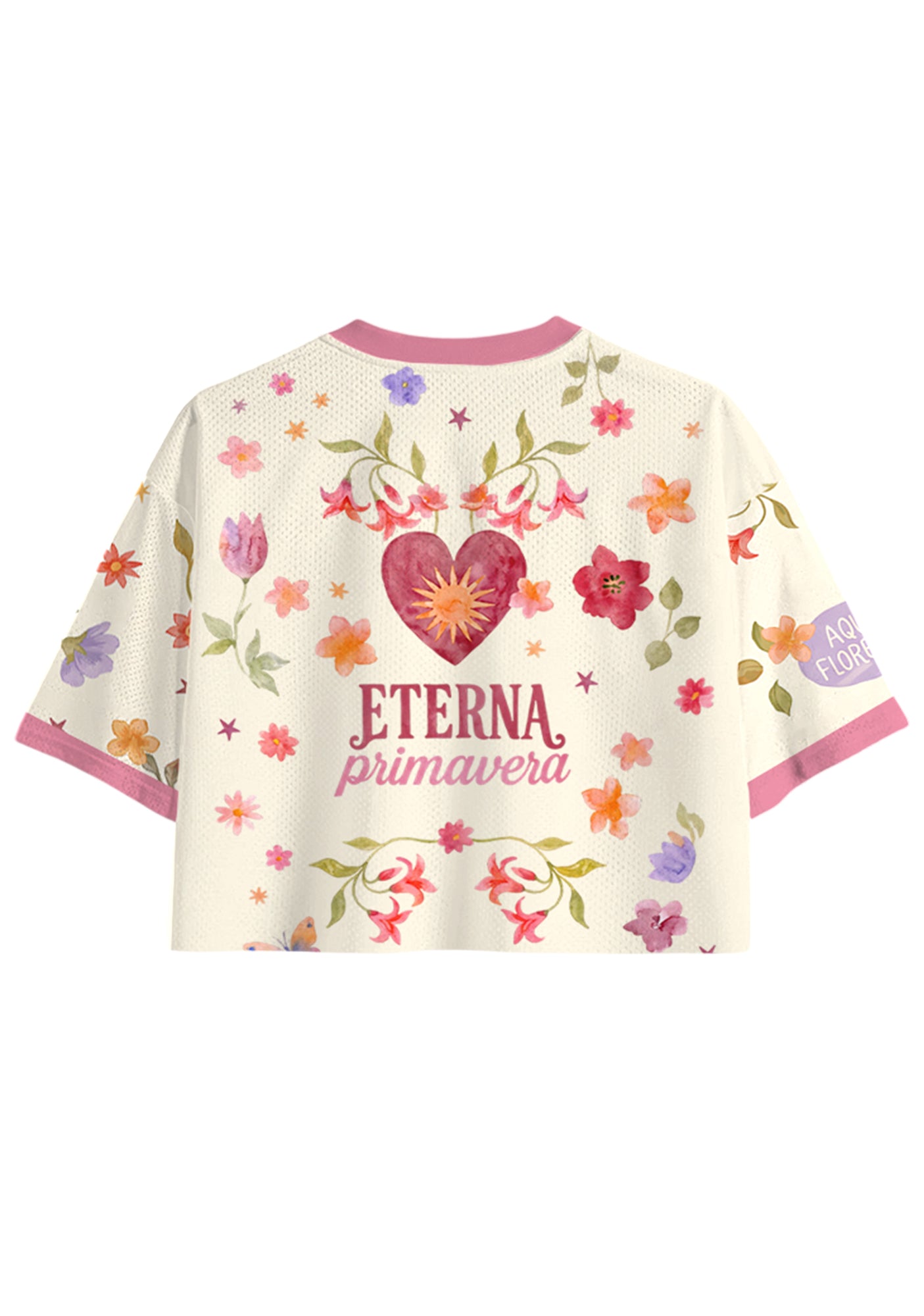 Medellin Floral Hummingbird Graphic Cropped Jersey Shirt