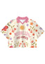 Medellin Floral Hummingbird Cropped Collared Jersey Shirt