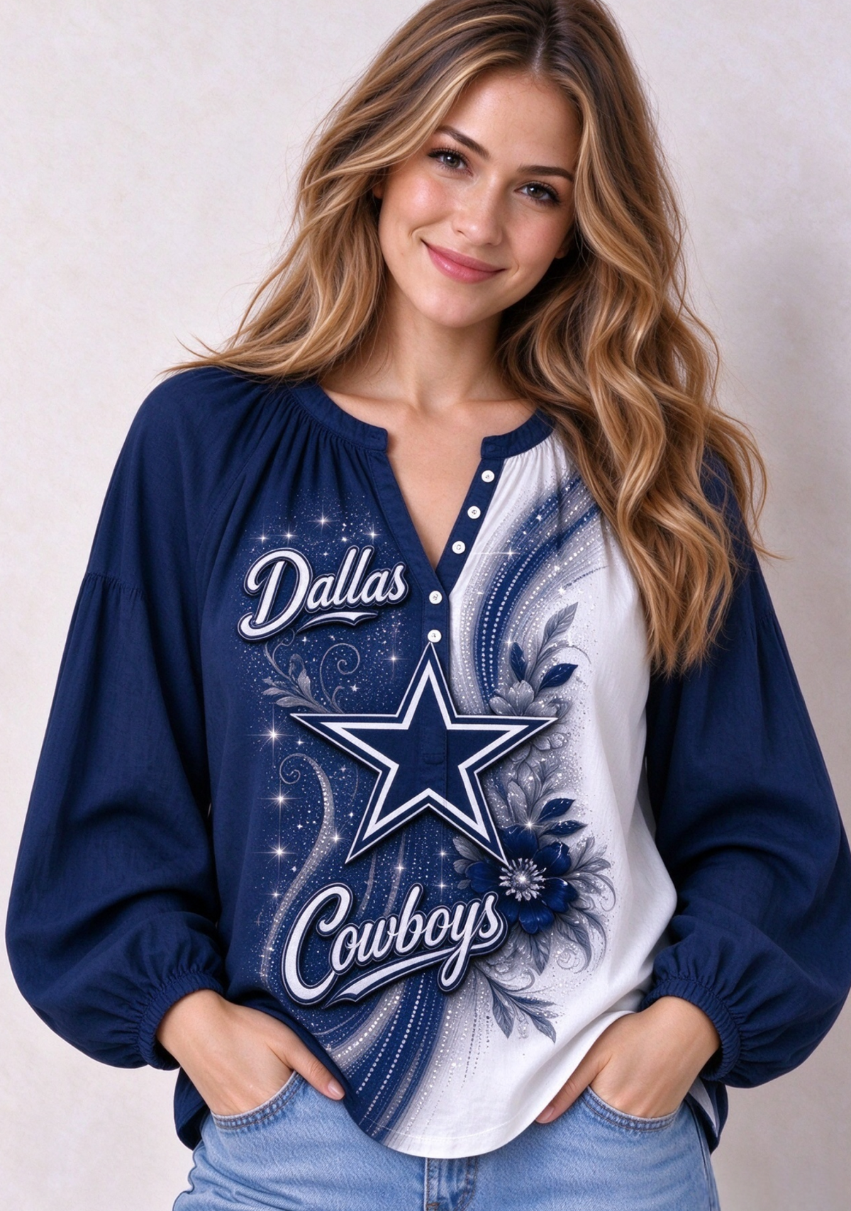Women’s Dallas Cowboys Floral Game Day Fan Long Sleeve Shirt
