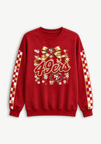 Women's San Francisco 49ers Floral Bow Crewneck Sweatshirt
