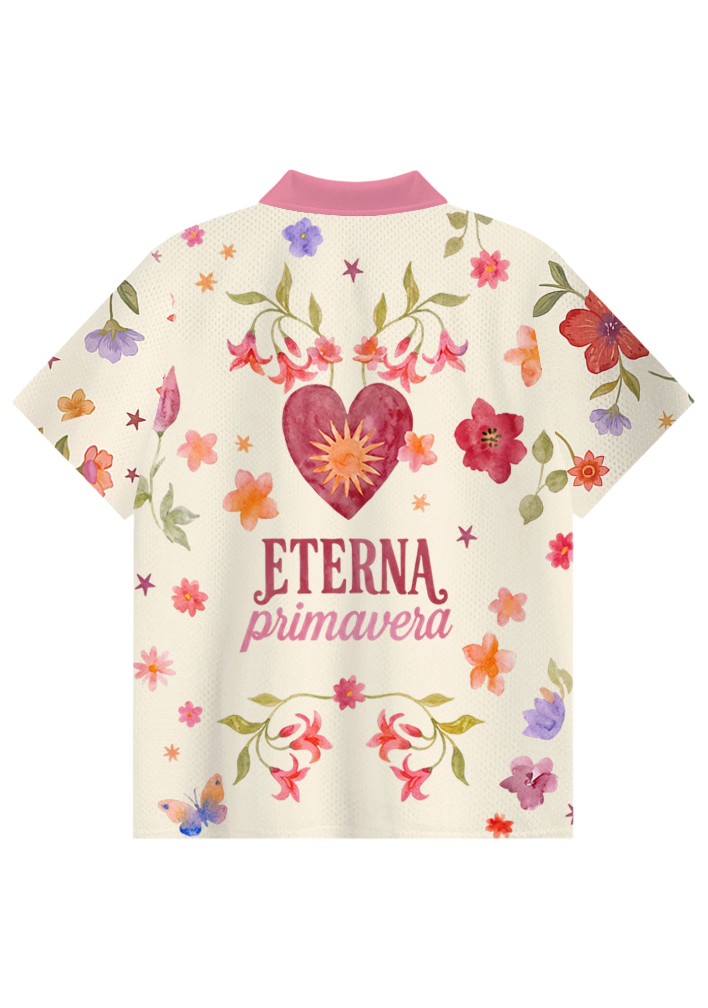 Medellin Floral Hummingbird Graphic Collared Jersey Shirt