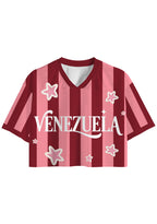Retro Venezuela Star Striped Cropped Jersey Shirt