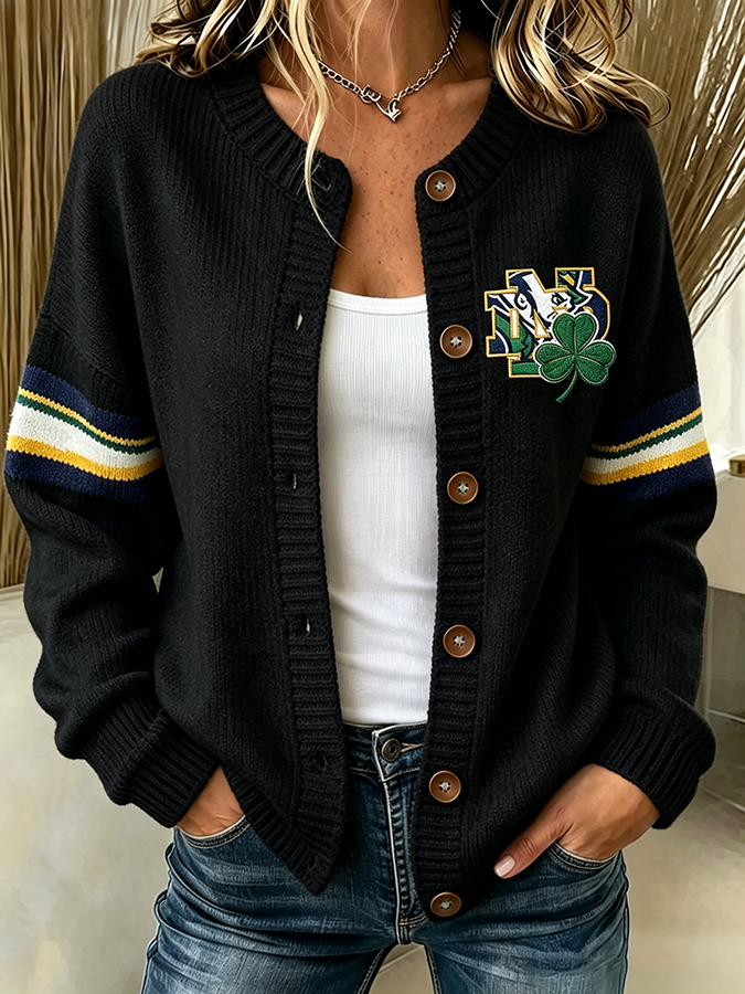 Women'S Casual Football Plant Knitted Cardigan Top
