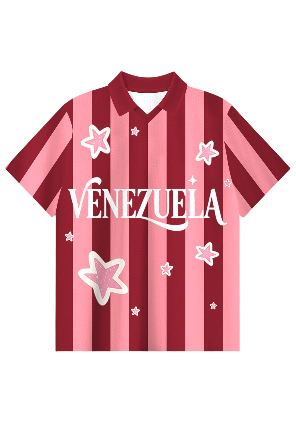 Retro Venezuela Star Striped Collared Jersey Shirt