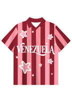 Retro Venezuela Star Striped Collared Jersey Shirt