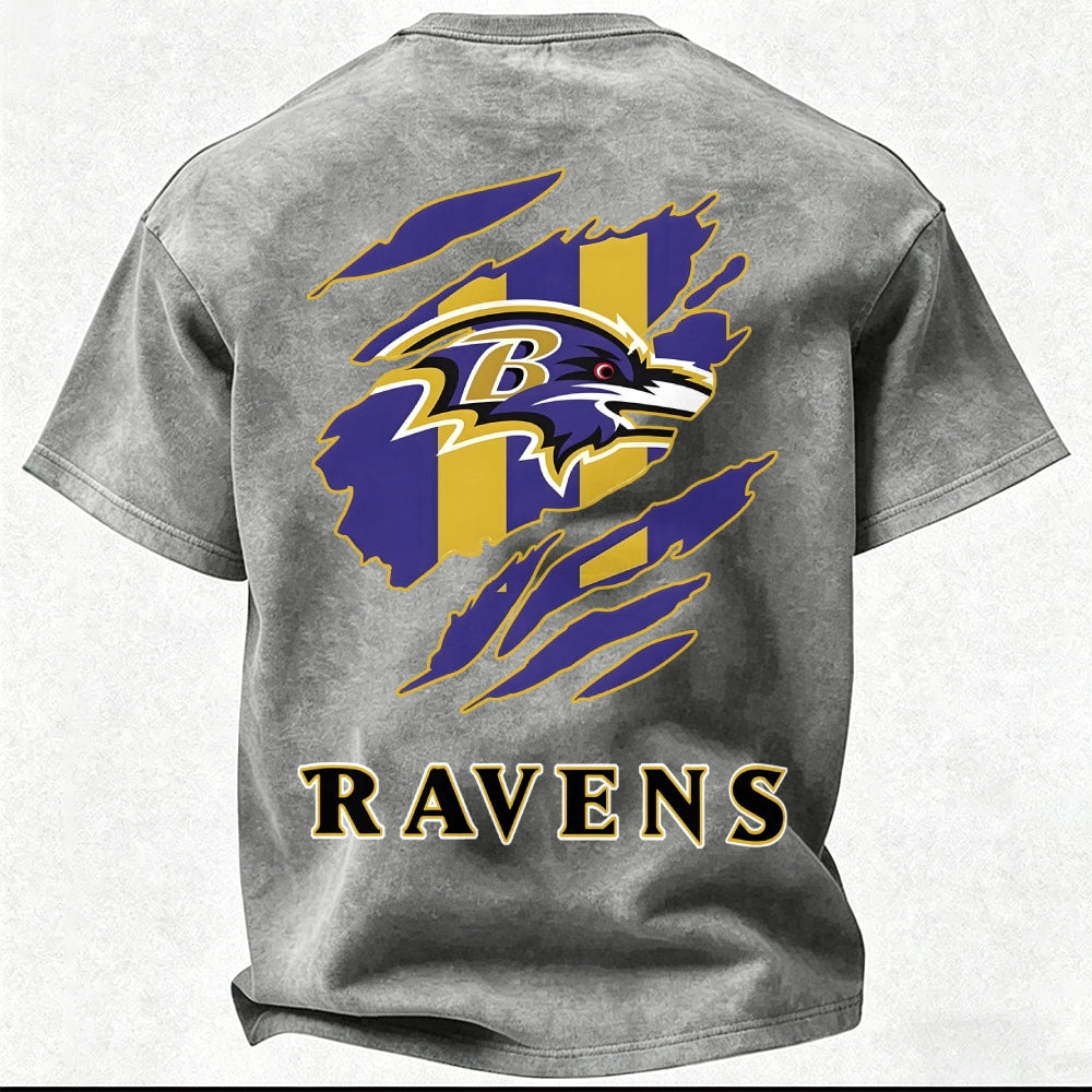 Baltimore Ravens Printed Unisex 100% Pure Cotton Washed T-Shirt