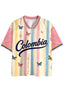 Colombia Butterfly Floral Striped Mesh Jersey Shirts