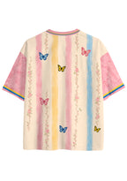 Colombia Butterfly Floral Striped Mesh Jersey Shirts