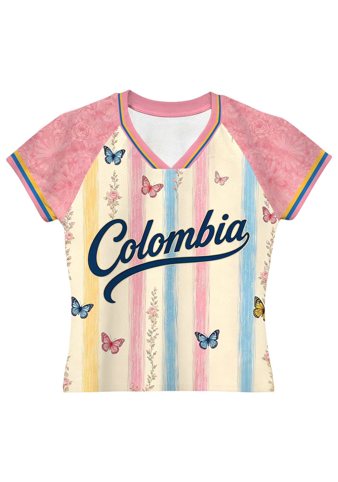 Colombia Butterfly Floral Striped Baby Tee Main image