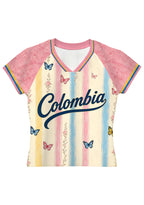 Colombia Butterfly Floral Striped Baby Tee