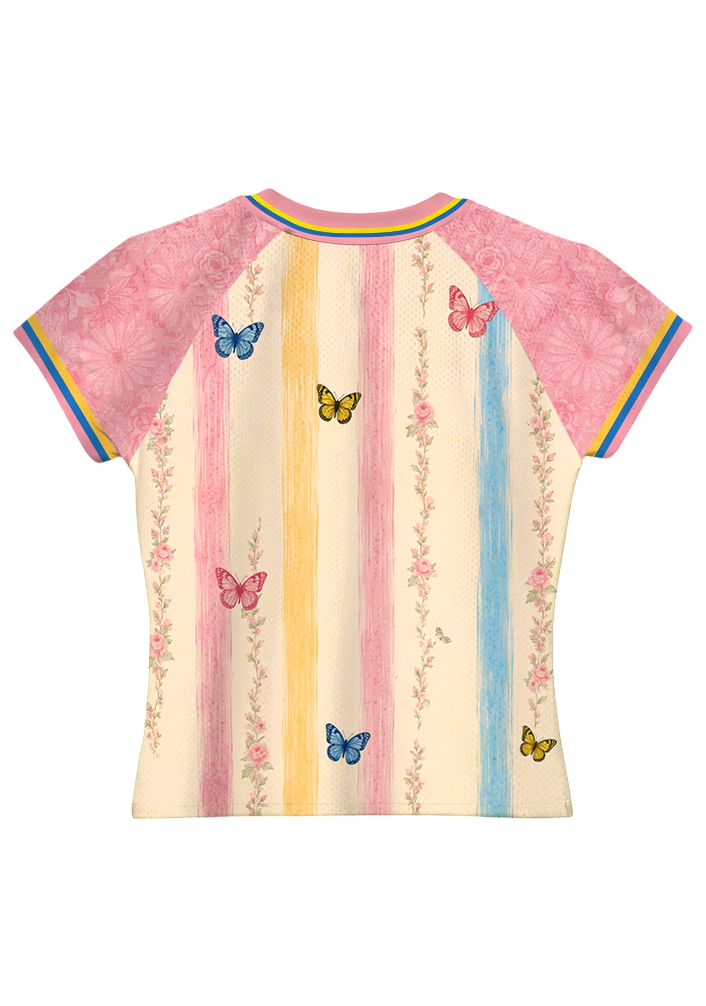 Colombia Butterfly Floral Striped Baby Tee Secondary image