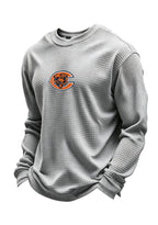 Chicago Bears Helmet Bear Logo Waffle Knit Crewneck Sweatshirt