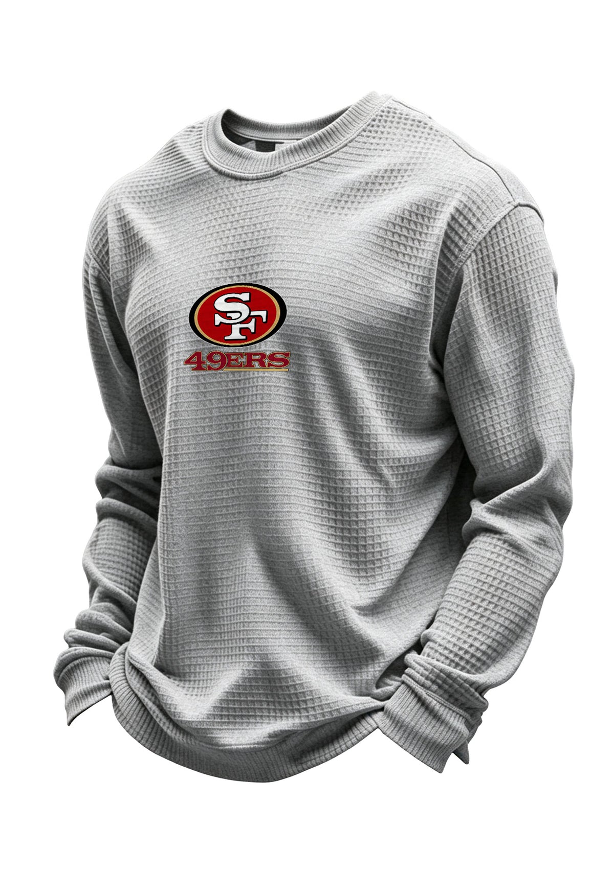 San Francisco 49ers Helmet Logo Waffle Knit Crewneck Sweatshirt