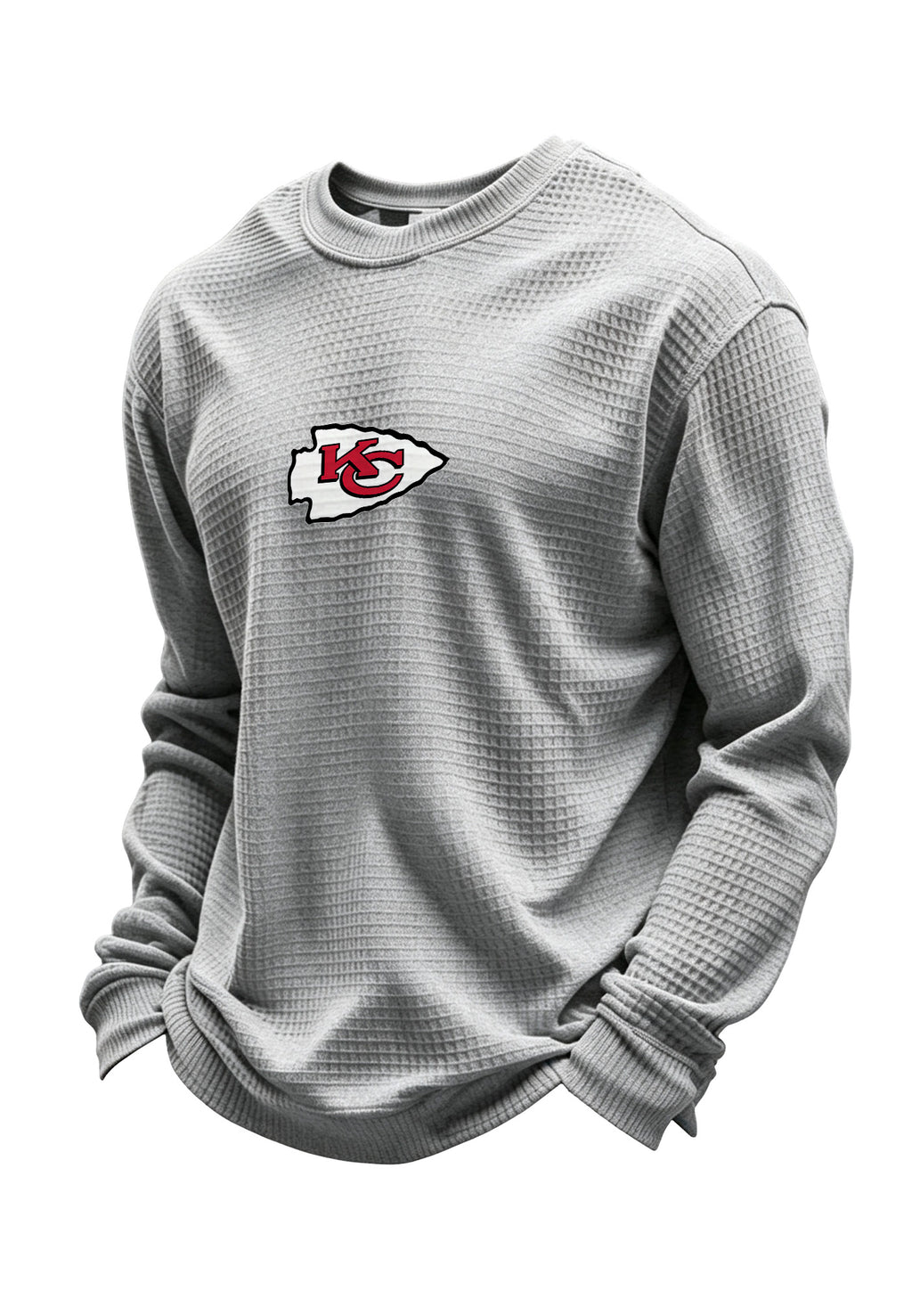Kansas City Chiefs Helmet Waffle Knit Crewneck Sweatshirt