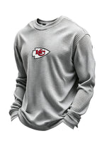 Kansas City Chiefs Helmet Waffle Knit Crewneck Sweatshirt