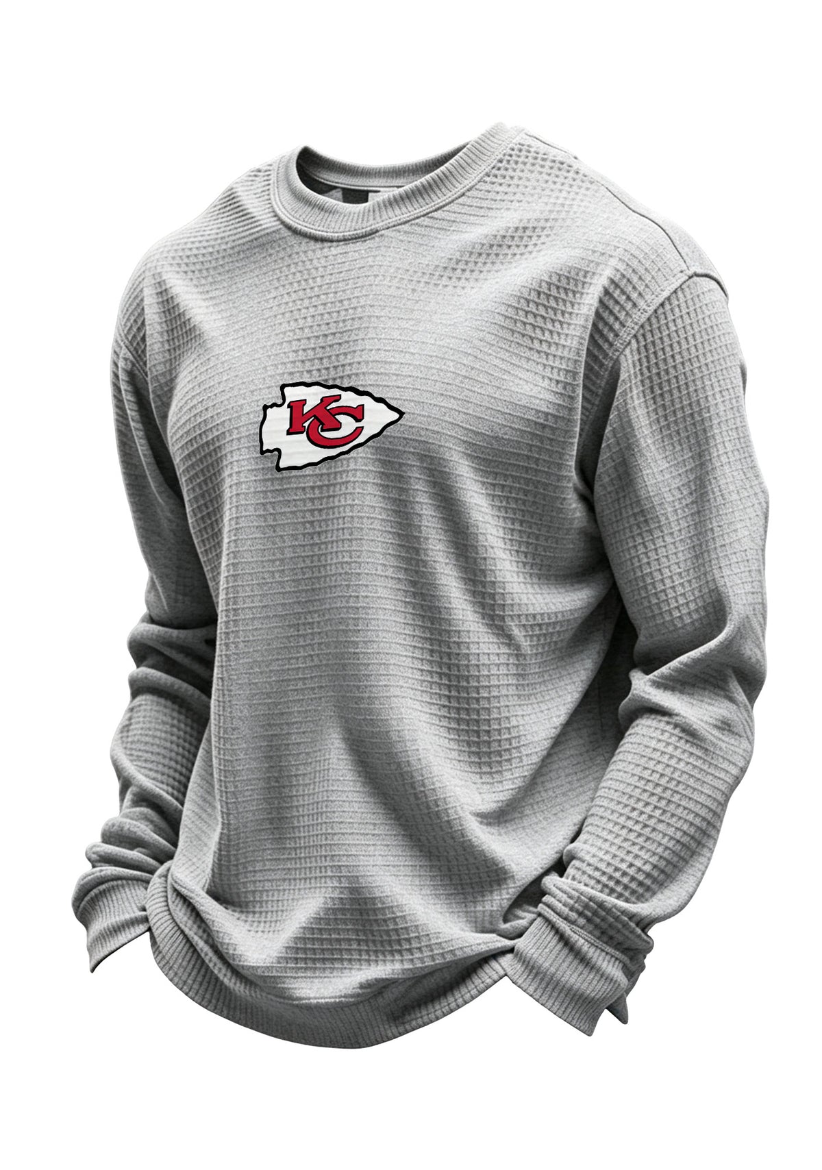 Kansas City Chiefs Helmet Waffle Knit Crewneck Sweatshirt