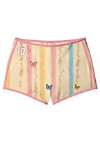 Brush‑Stripe Rose Vine Butterfly Retro No.10 Booty Shorts