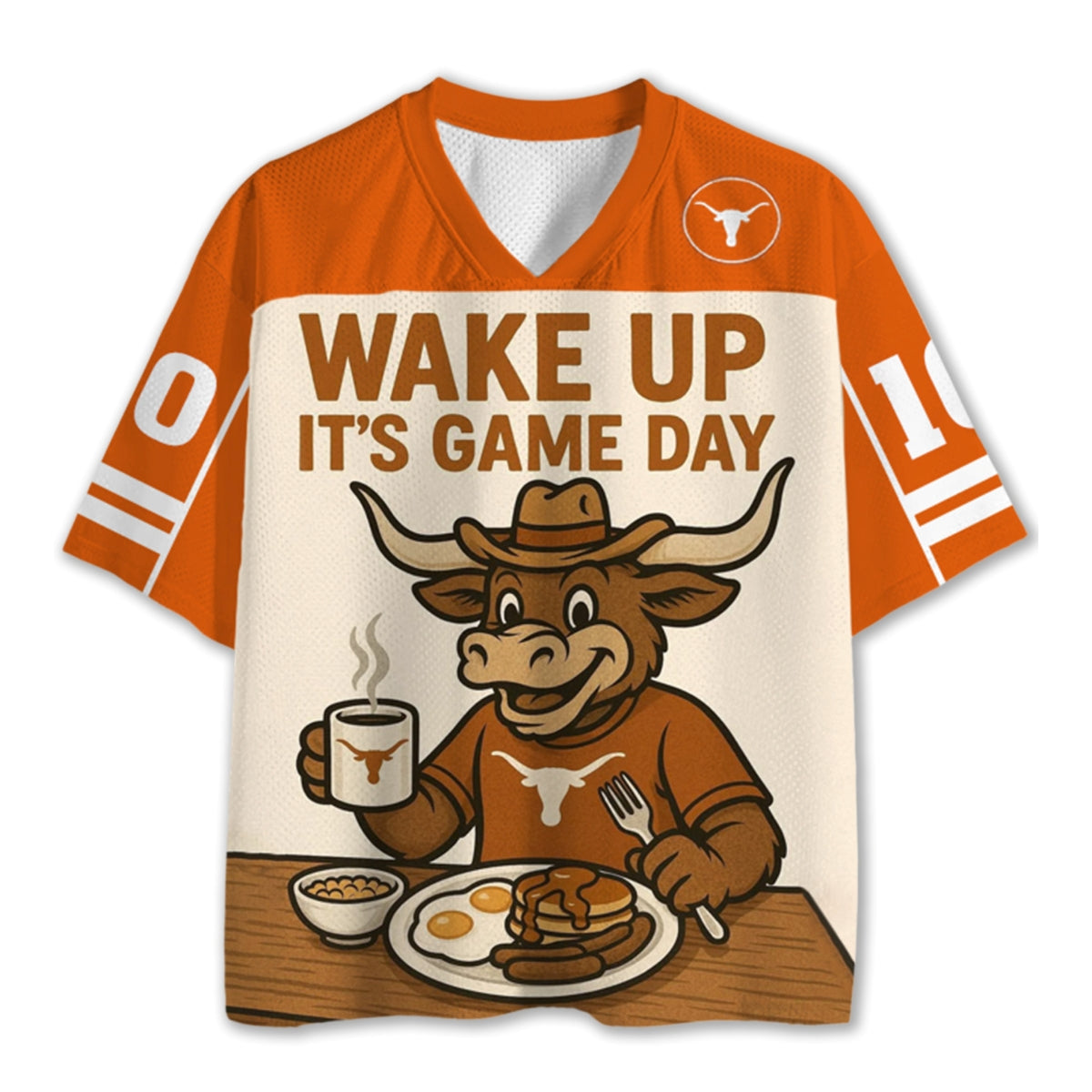 Texas Longhorns Funny Game Day Breakfast Mascot NCAA Jersey Shirts