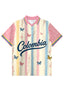 Colombia Butterfly Floral Striped Collared Jersey Shirt