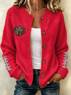 Women'S Football Printed Knitted Cardigan