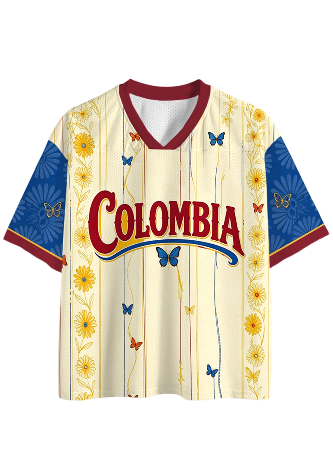 Colombia Daisy Butterfly Vine Striped Art Print Mesh Jersey Shirts Main image