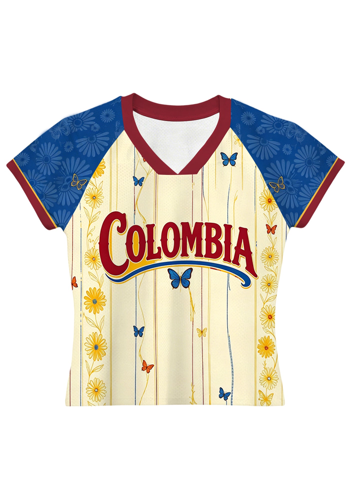 Colombia Daisy Butterfly Vine Striped Art Baby Tee Main image