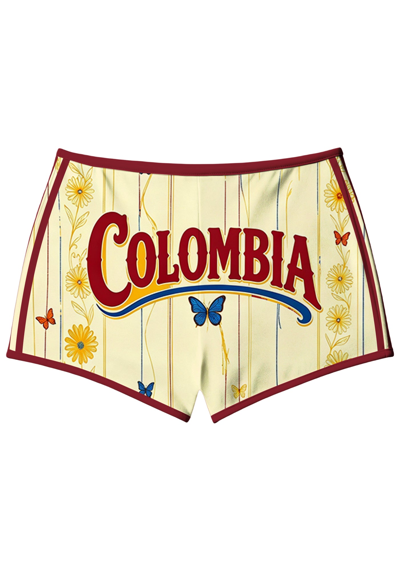 Number 10 Daisy Butterfly Vertical Stripe Booty Shorts Secondary image