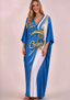 Women's Los Angeles Chargers Floral V-Neck Kaftan Maxi Dress