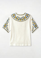 Boho Floral Border Print Featuring Real Madrid V-Neck Blouse