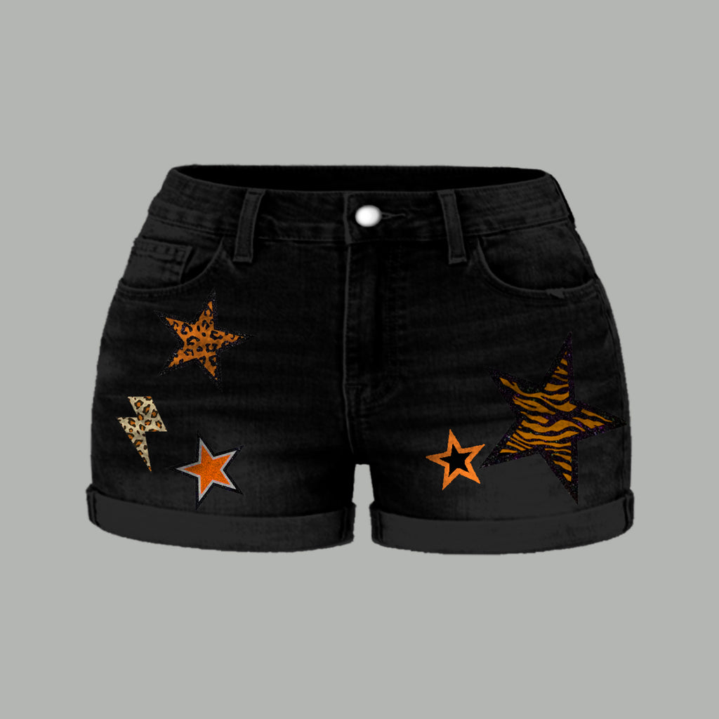 Chicago Bears X Pokémon Bodysuit  & Stretch Black Denim Shorts Two-Piece Set