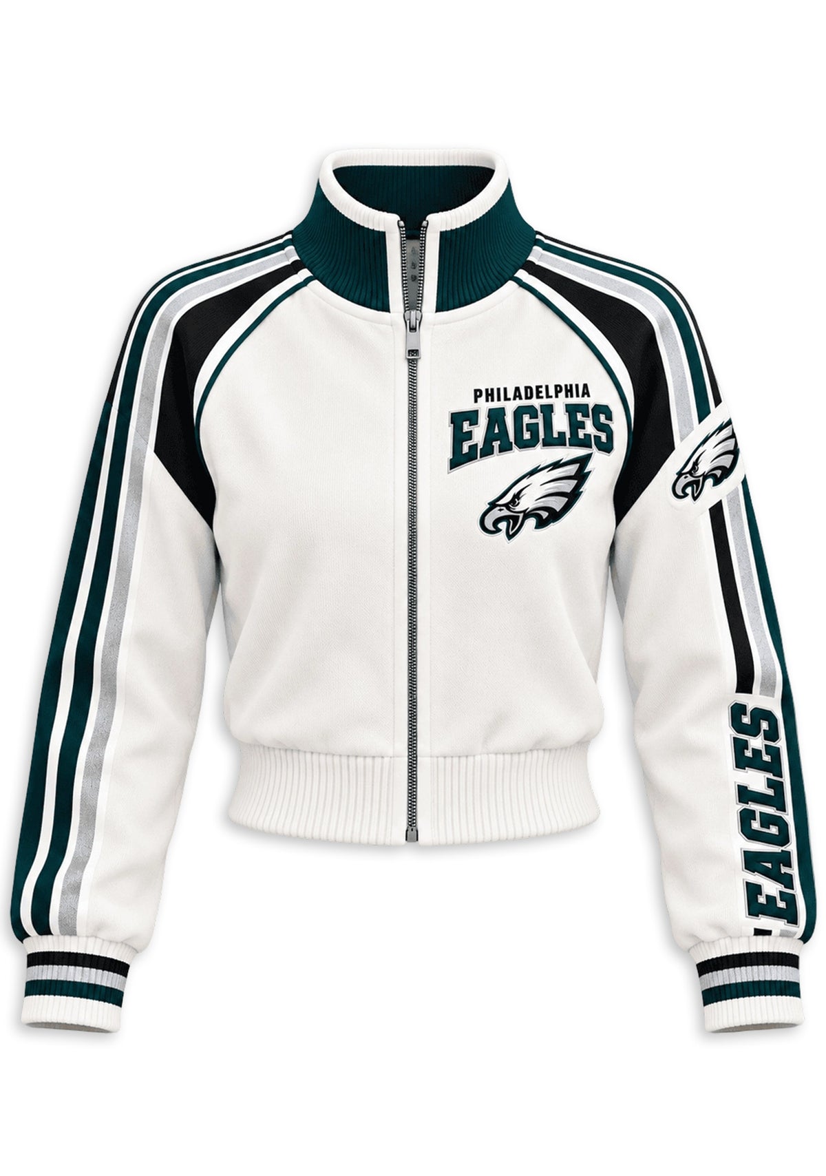 Women's Philadelphia Eagles Cropped Zip Up Track Jacket