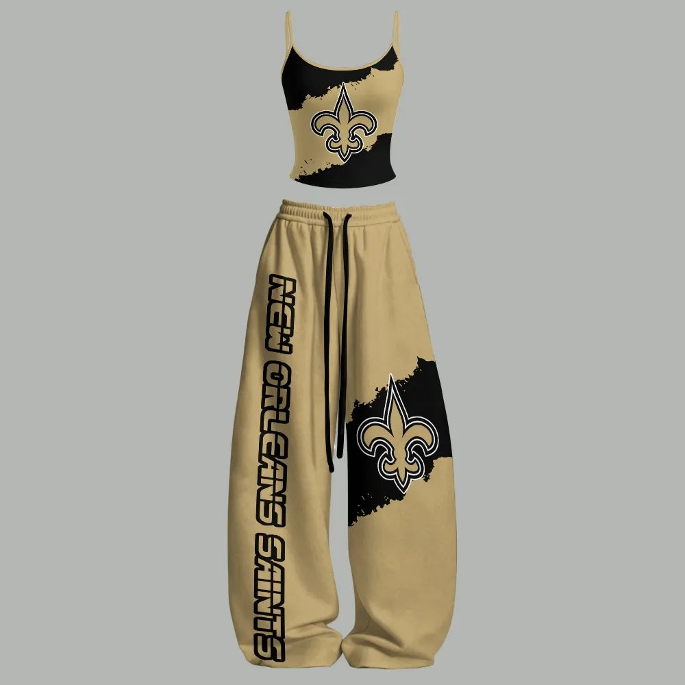 New Orleans Saints Top & Elasticated Trousers Two-Piece Set | NFL