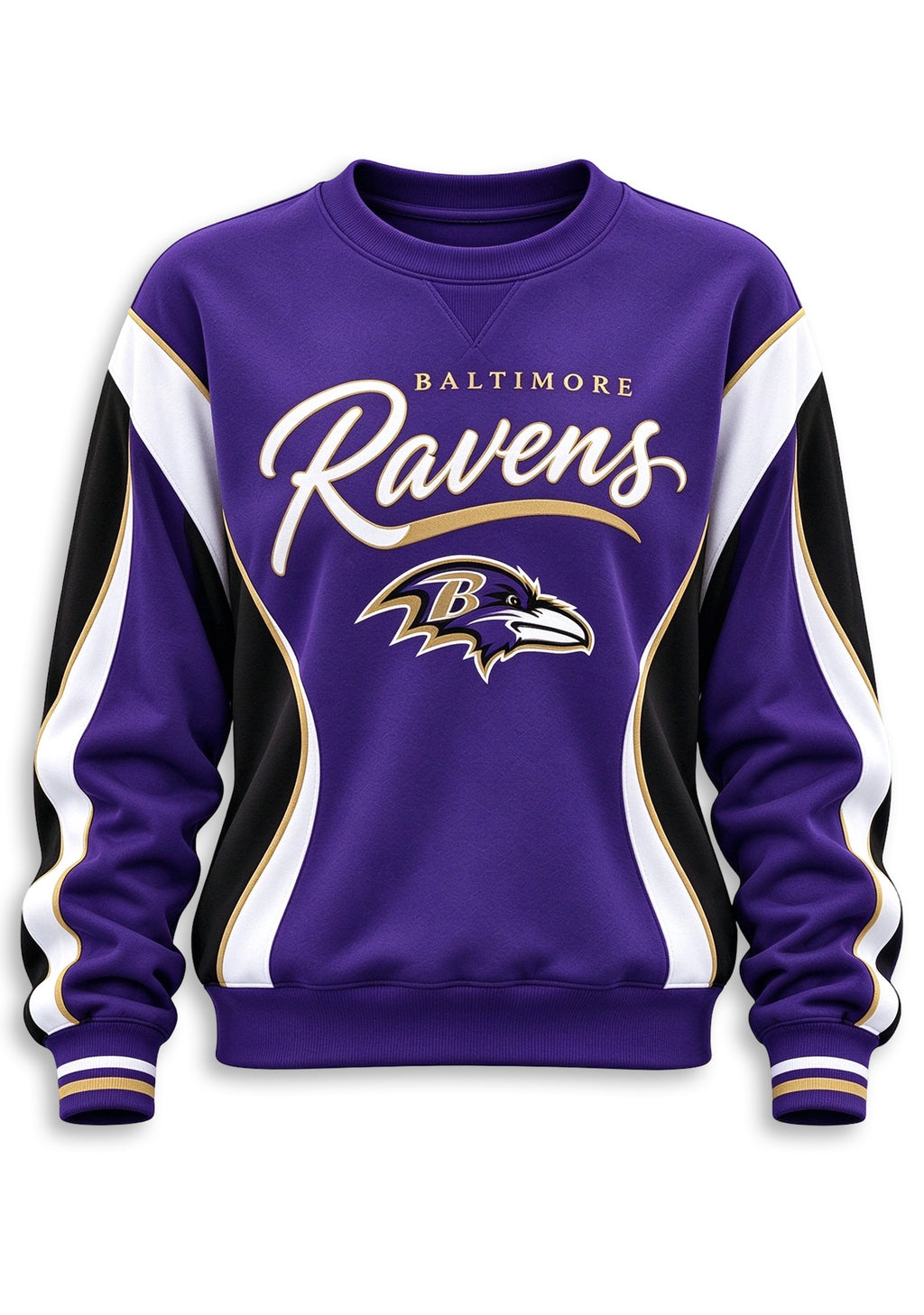 Women's Baltimore Ravens Crewneck Sweatshirt & Flared Pants 2 Piece Set