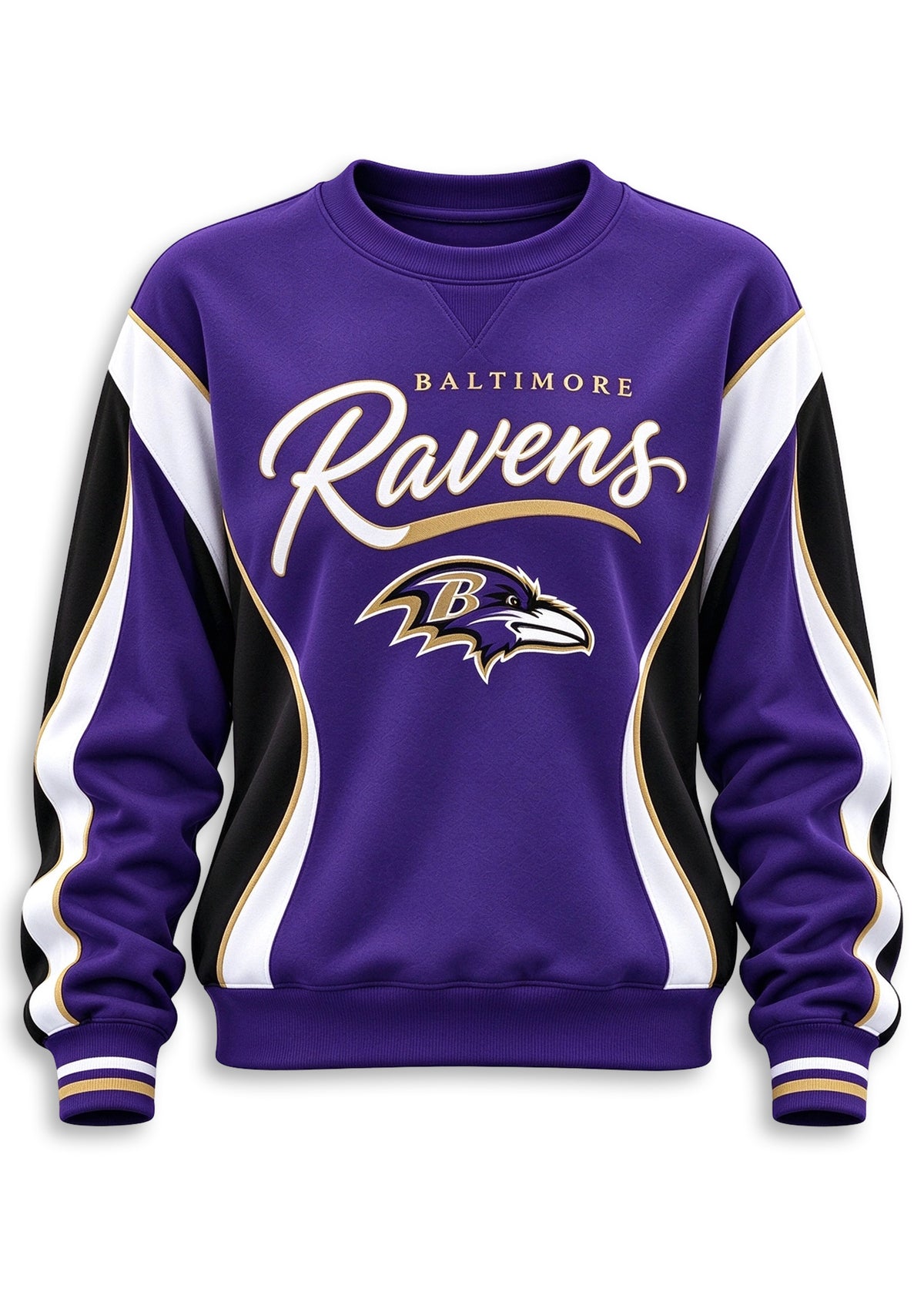 Women's Baltimore Ravens Crewneck Sweatshirt & Flared Pants 2 Piece Set