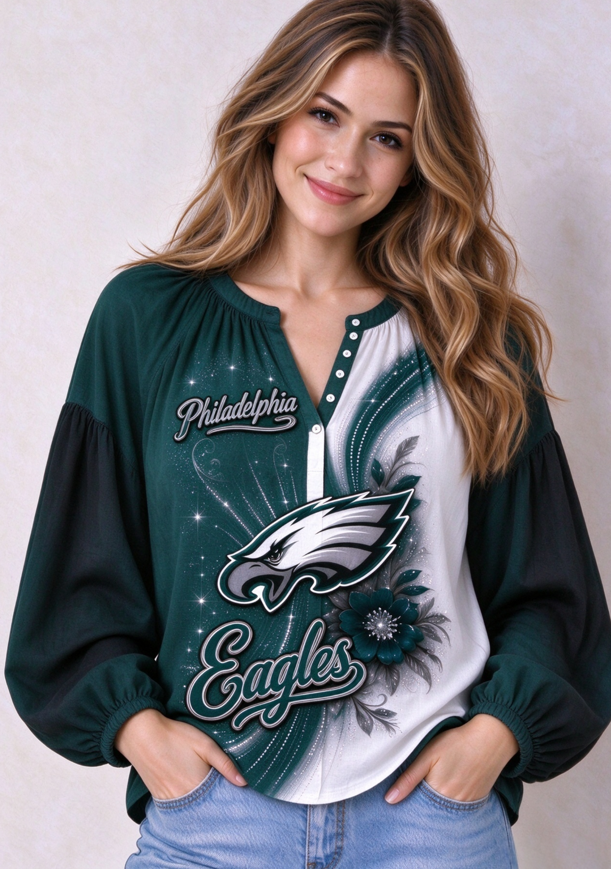 Women’s Philadelphia Eagles Floral Game Day Fan Long Sleeve Shirt Main image