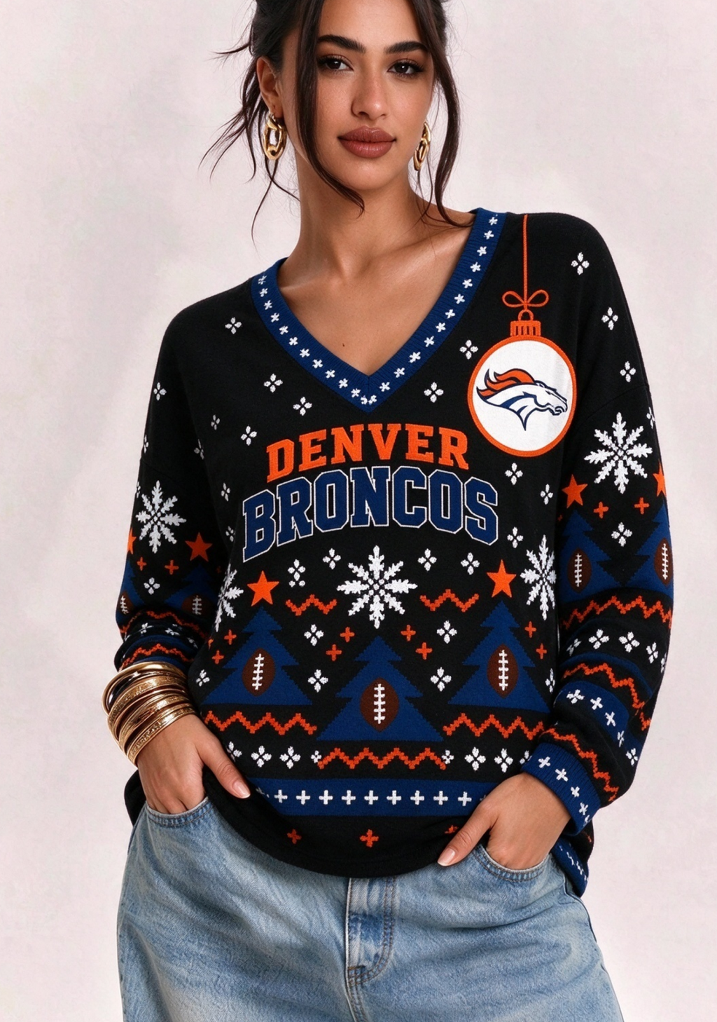 Women’s Denver Broncos Ugly NFL Christmas Sweatshirt