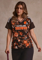 Women's Cleveland Browns Floral V-Neck T Shirt