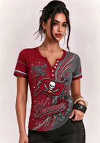 Women Tampa Bay Buccaneers Floral Henley T-Shirt